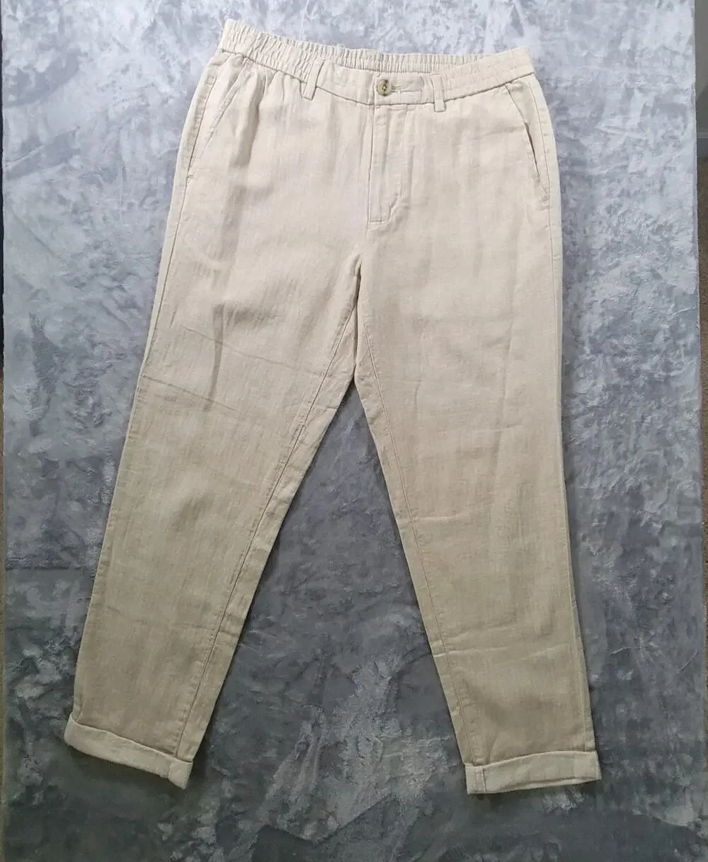 NWT Banana Republic Mens 31x32 (29L) Mason Athletic Tapered Linen Blend Pants